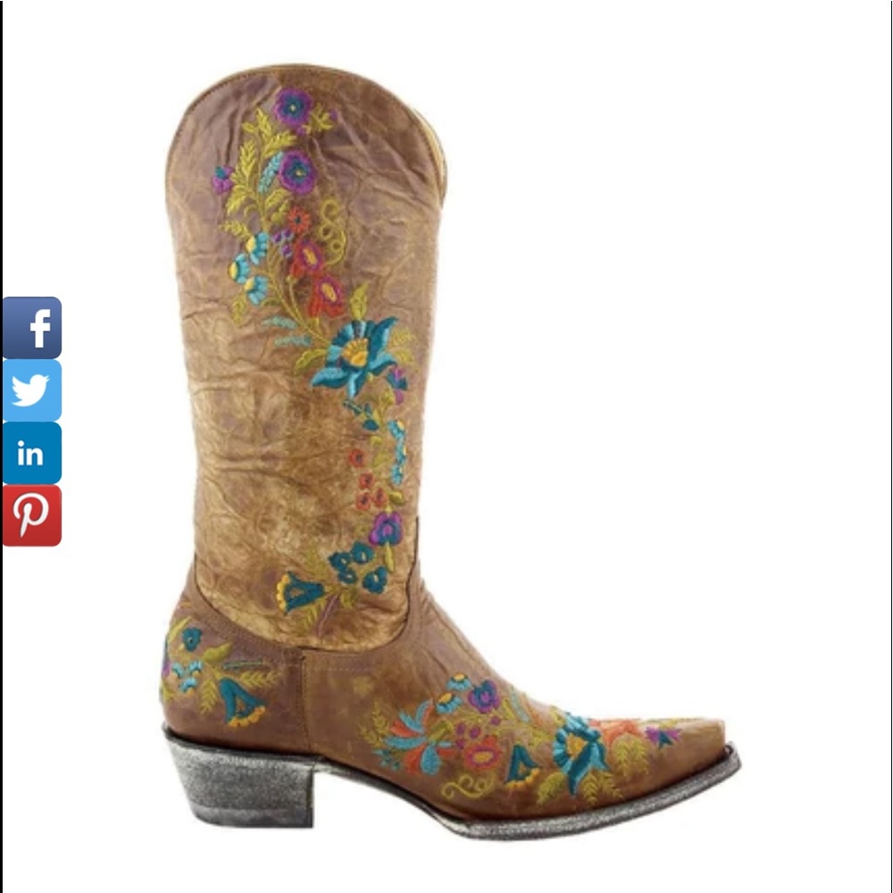Ladies Old Gringo Jasmine Tan Floral Flower Boot 7.5